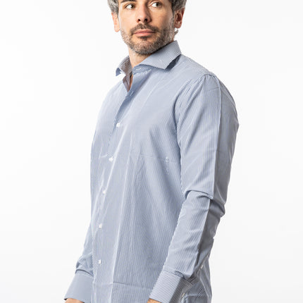 Camicia Vinc- con righe Bianco e Blu