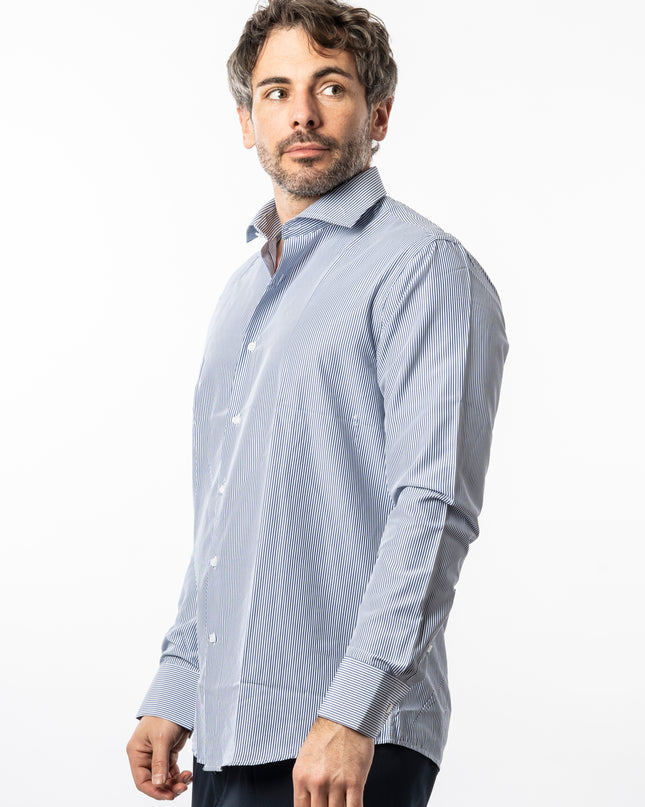 Camicia Vinc- con righe Bianco e Blu