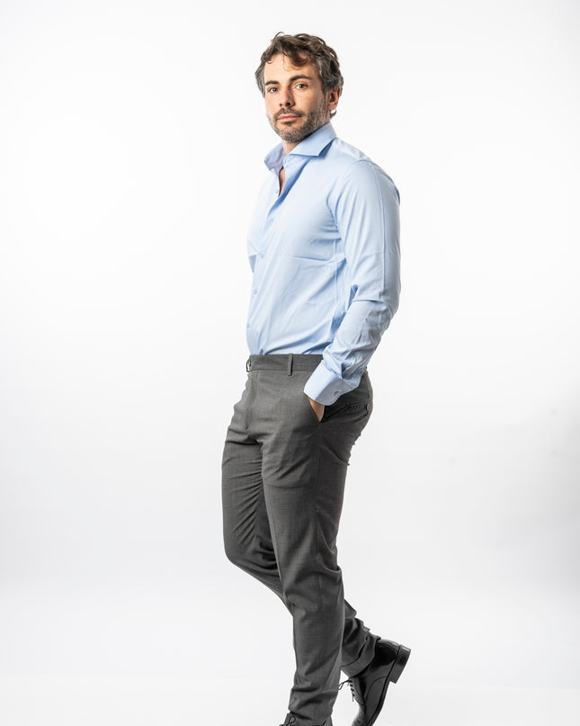 Pantalone Slim - Vinc Risvolto Grigio