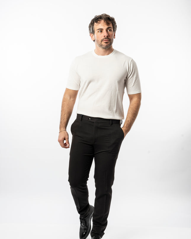 Pantalone Slim - Vinc Risvolto Nero