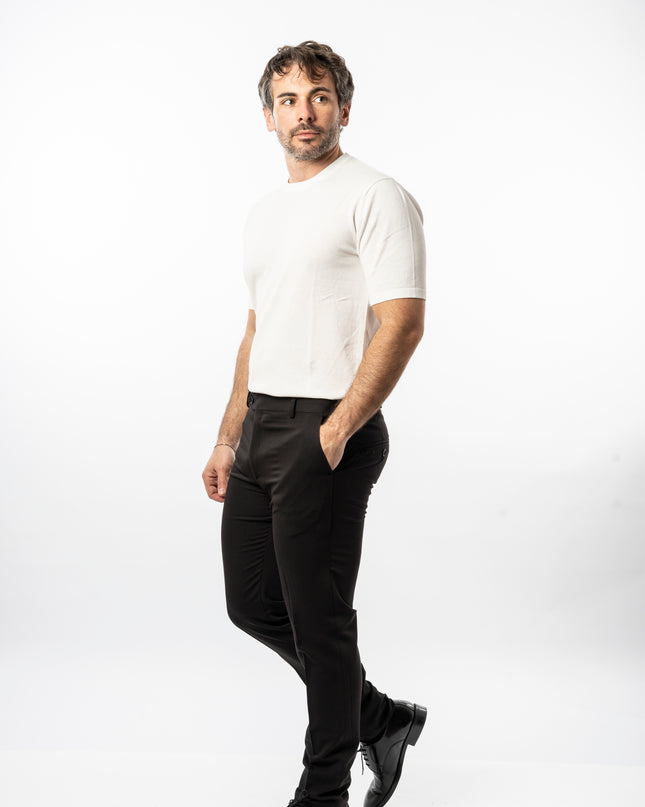 Pantalone Slim - Vinc Risvolto Nero