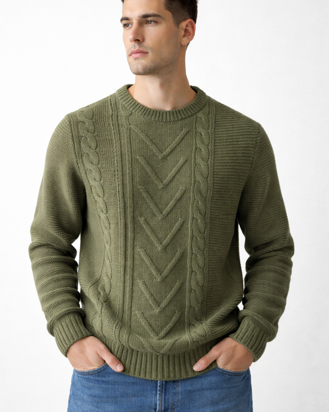 Maglione uomo girocollo a trecce – vestibilità oversize