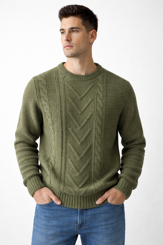 Maglione uomo girocollo a trecce – vestibilità oversize