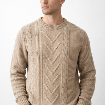 Maglione uomo girocollo a trecce – vestibilità oversize