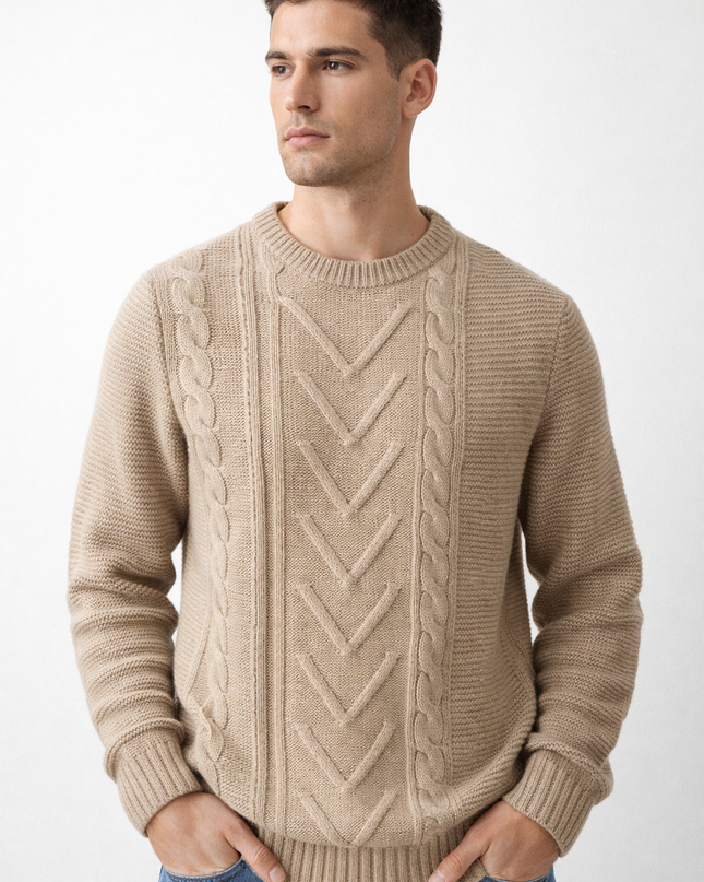 Maglione uomo girocollo a trecce – vestibilità oversize