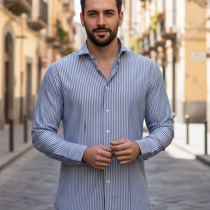 Camicia Vinc - A righe Blu e Bianco