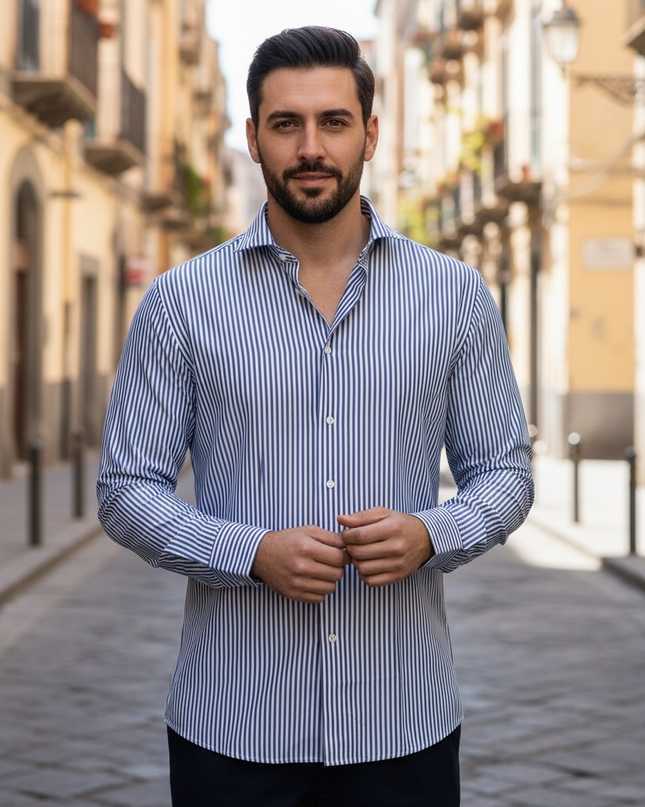Camicia Vinc - A righe Blu e Bianco