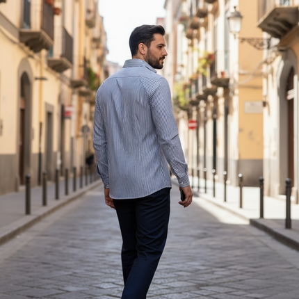 Camicia Vinc - A righe Blu e Bianco