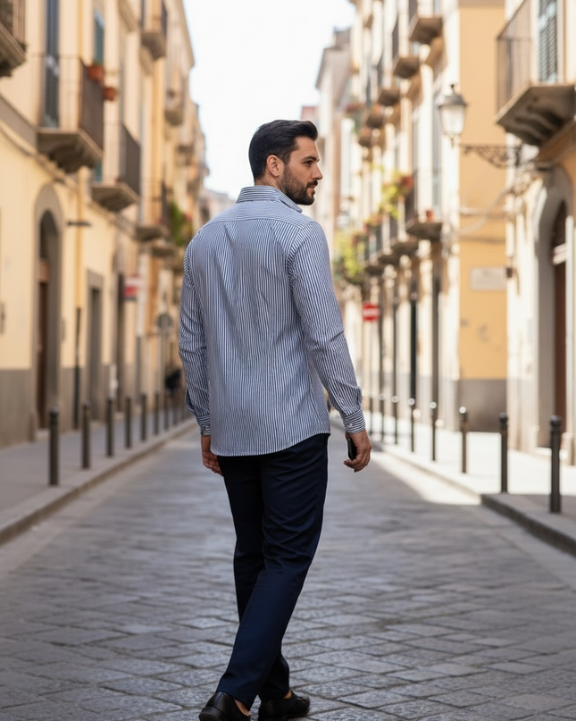 Camicia Vinc - A righe Blu e Bianco