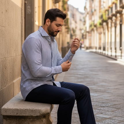 Camicia Vinc - A righe Blu e Bianco