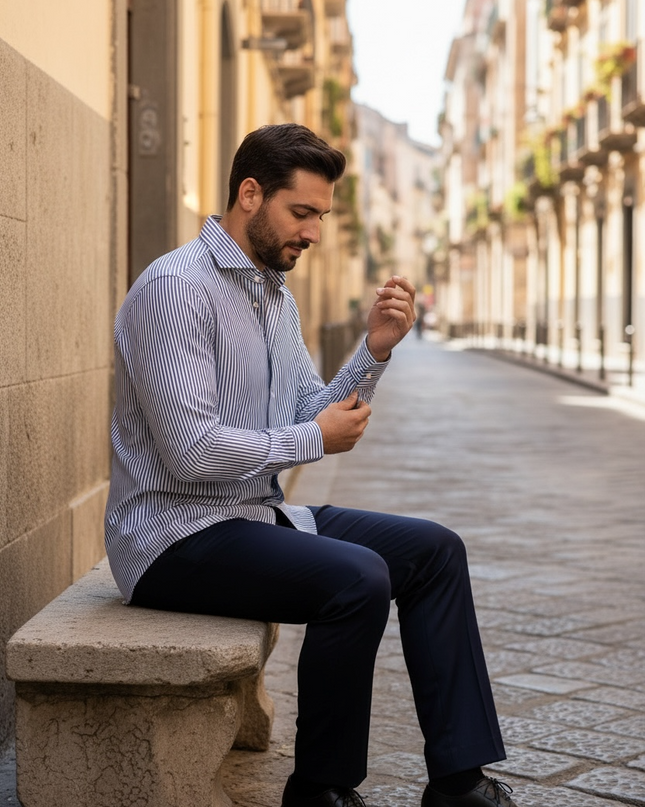 Camicia Vinc - A righe Blu e Bianco
