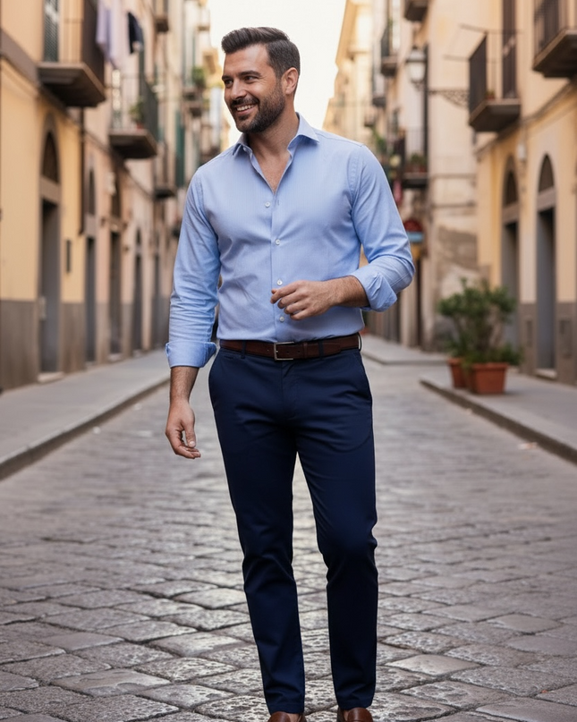 Camicia Alibi fil à fil  - Azzurro