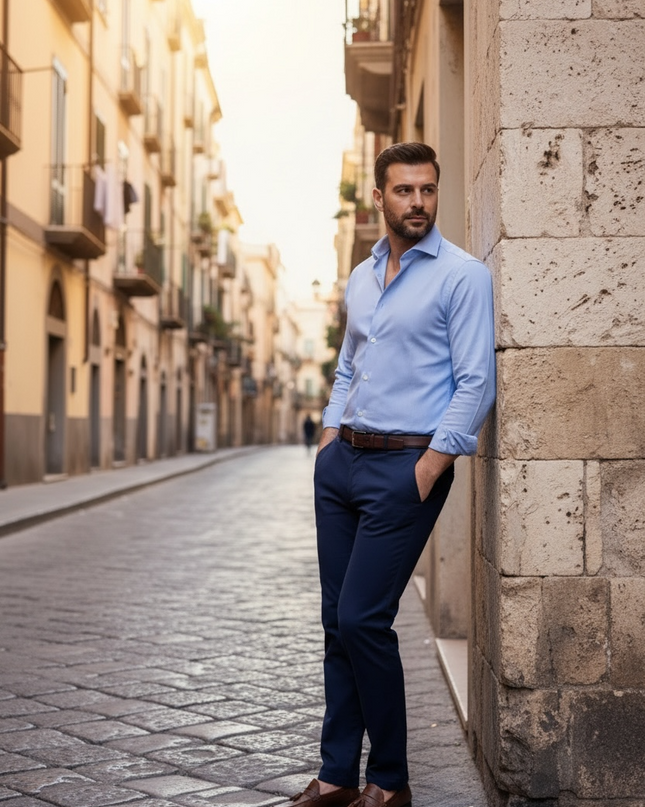 Camicia Alibi fil à fil  - Azzurro