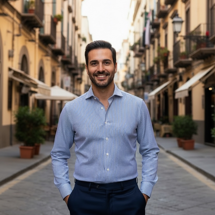 Camicia Vinc- con righe Bianco e Blu