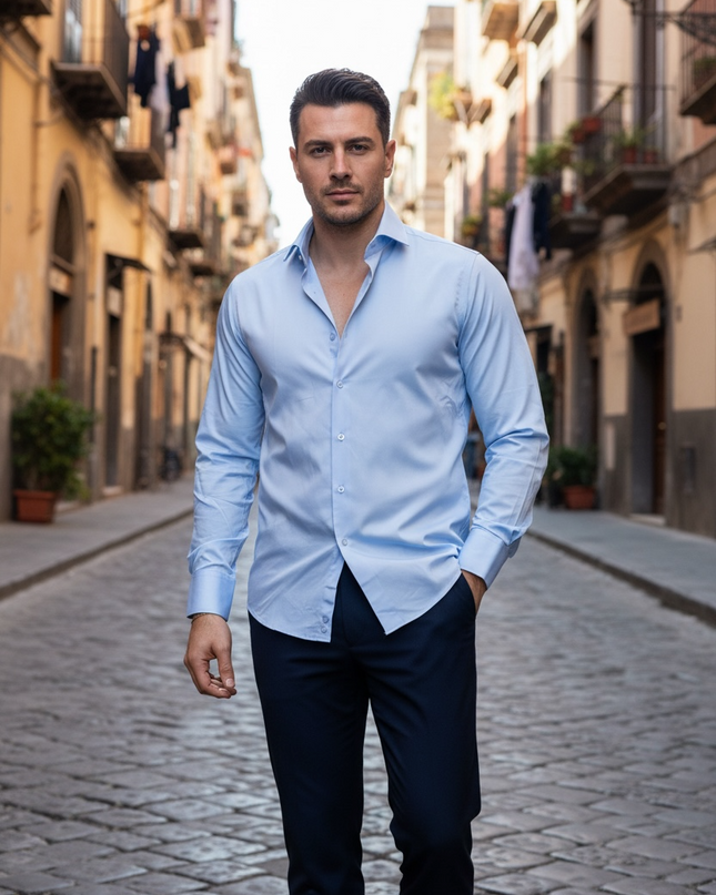 Camicia slim celeste