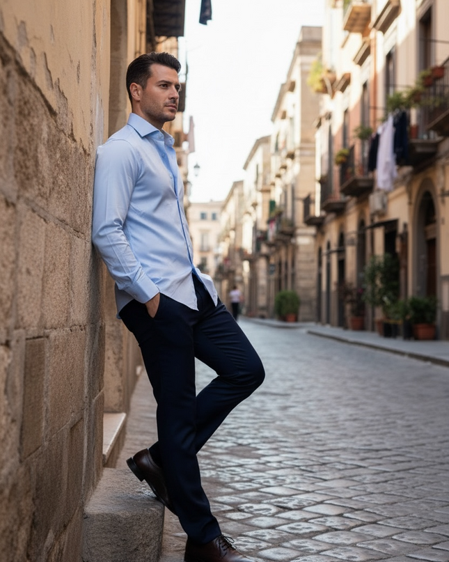 Camicia slim celeste