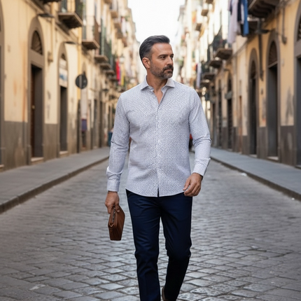 Camicia Vinc - con fantasia Bianco e Blu