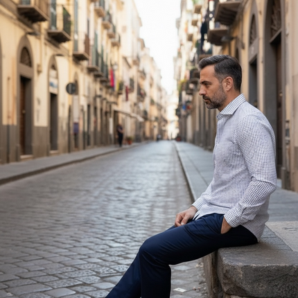 Camicia Vinc - con fantasia Bianco e Blu