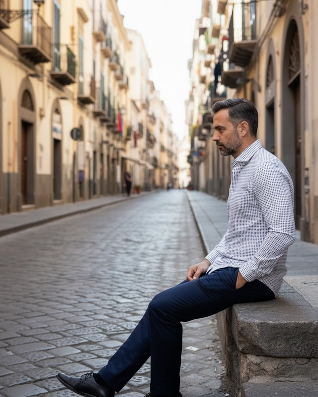 Camicia Vinc - con fantasia Bianco e Blu